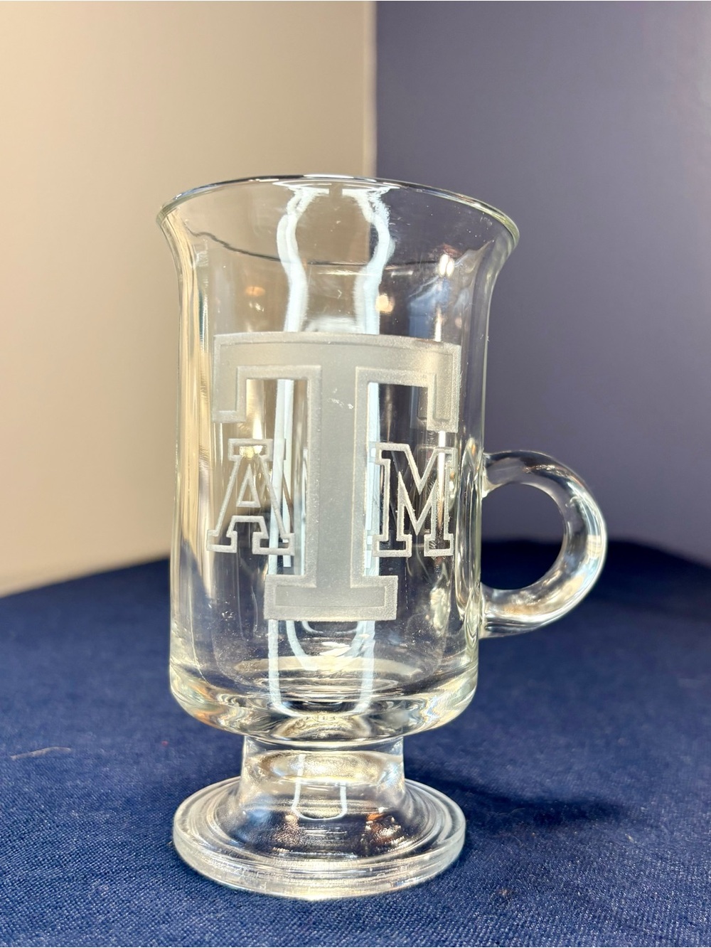 Texas A&M University Etched Glass Irish Coffee Mug